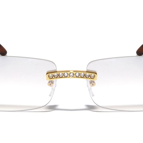 Clear Rimless Rectangle Rhinestone Glasses - Picture 2 of 2